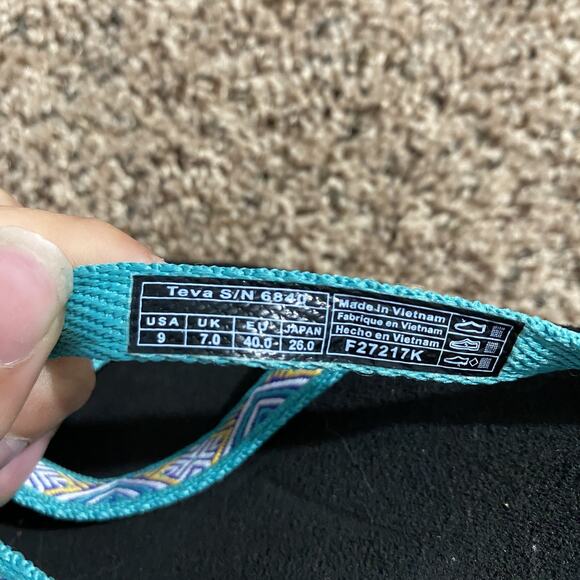 Teva Sandals Womens Size 9 Black Blue Webbing Slip On Slide Lightweight Comfort - Picture 3 of 5